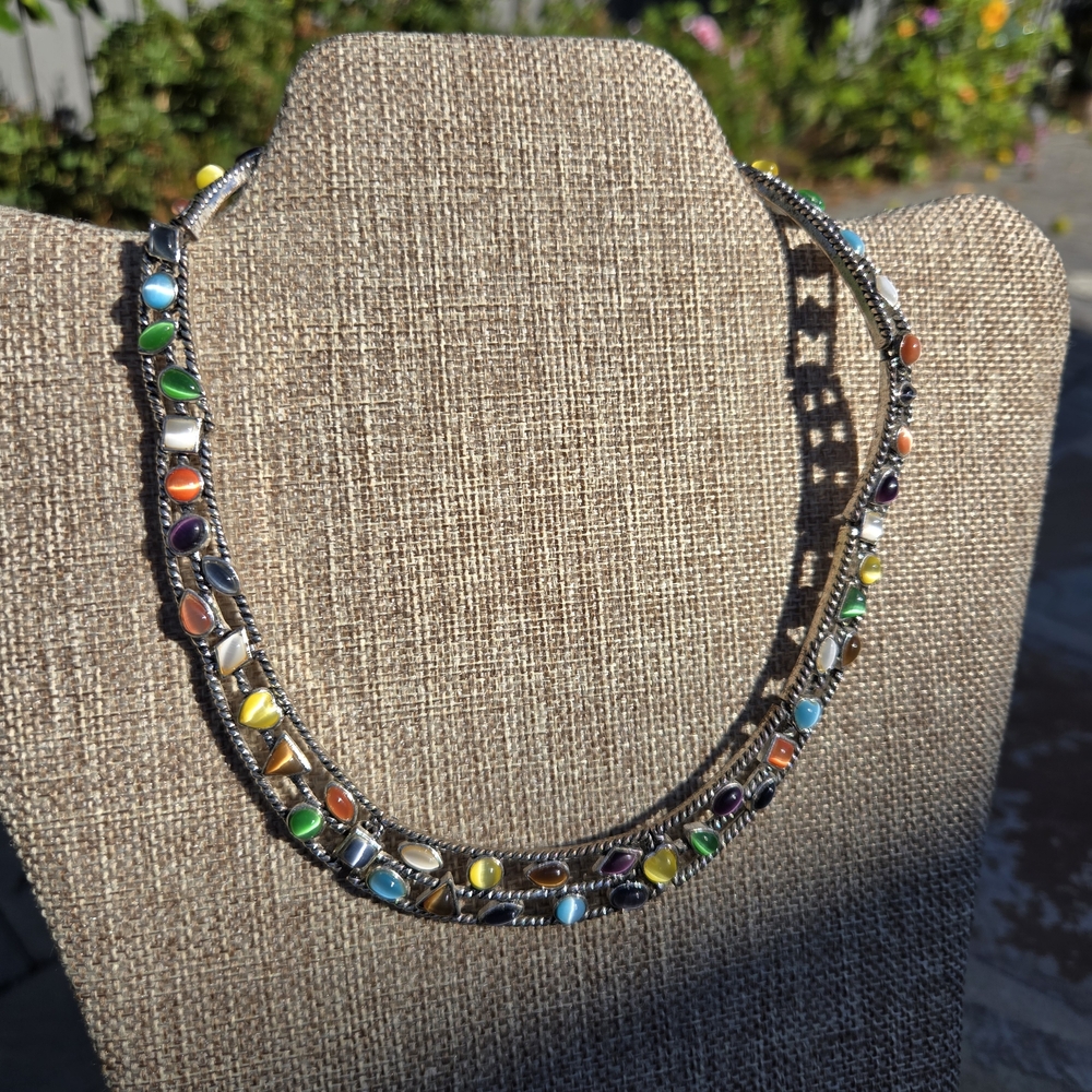 Vibrant Multicolor Stone Necklace - Picture 2 of 3